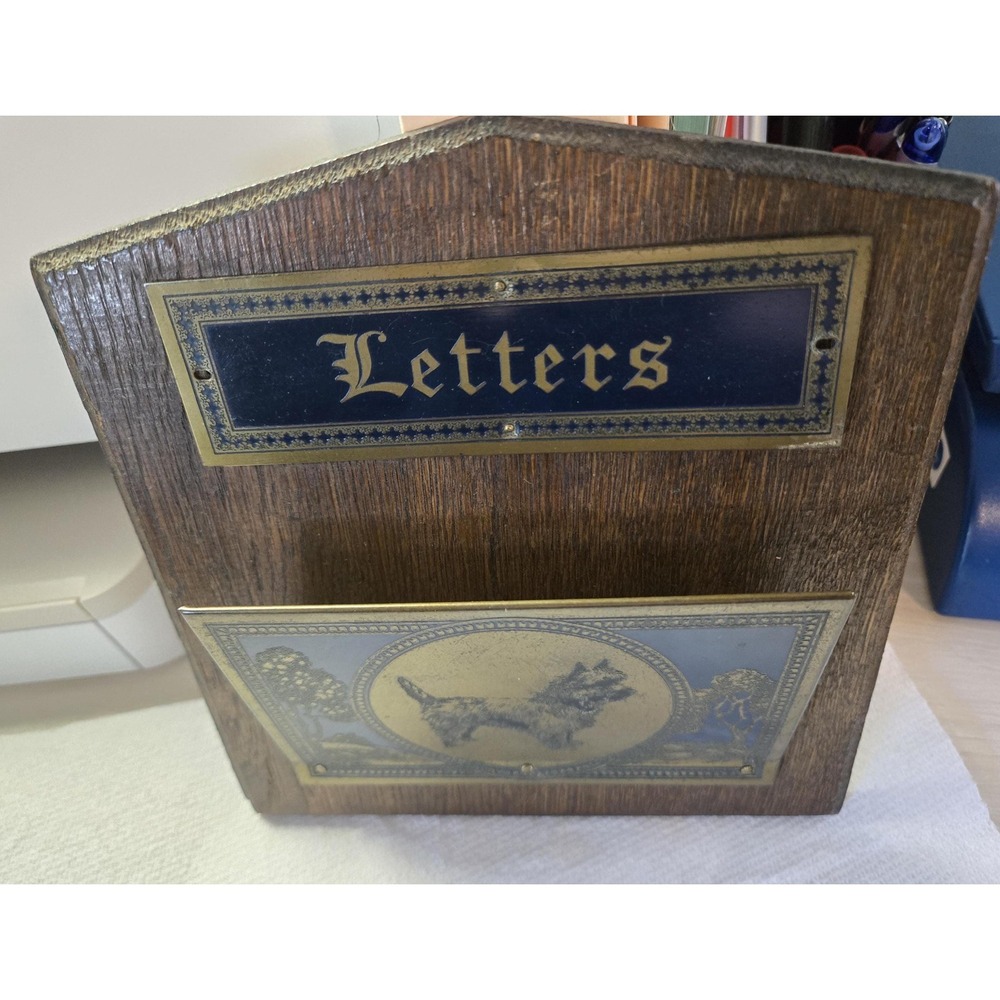 Vintage Scottie Dog Letter Holder, Embossed Metal Pocket,‎ Metal Letters sign - Picture 5 of 6